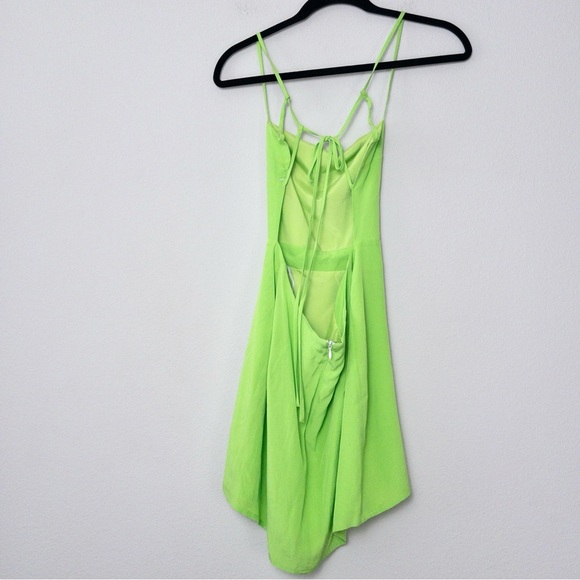 NEW Lovers + Friends Blade Mini Dress S Lime Green Cutout Strappy Open Back Neon - Picture 5 of 6